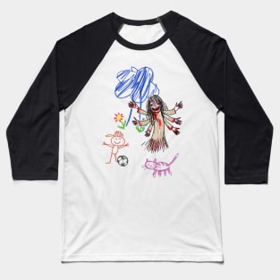 Chilling Innocence: Unsettling Horrors Unleashed in Children's Drawings Baseball T-Shirt